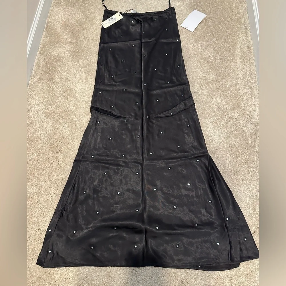 NEVER FULLY DRESSED black Bella Mirror Maxi Skirt 6 NWT